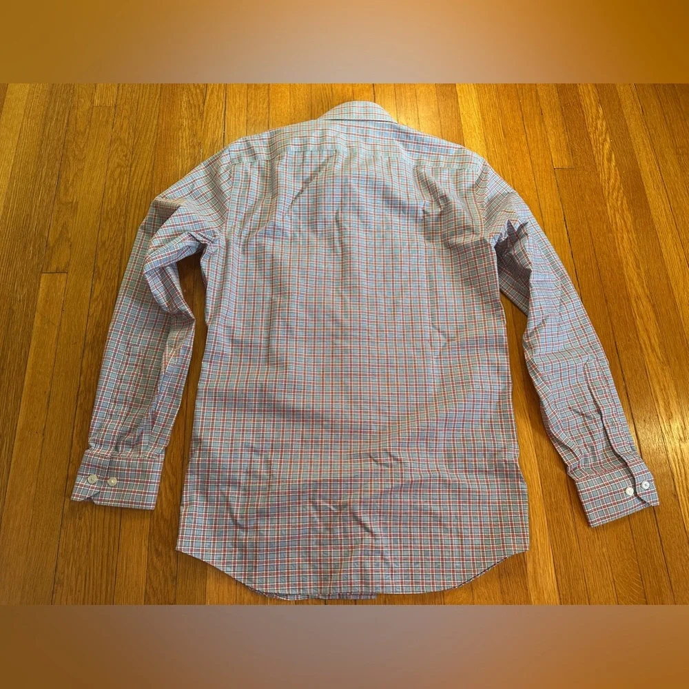Banana Republic Blue/Red/White Slim Fit Cotton Button Down Long Sleeve, Size S